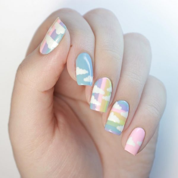 Ảnh mẫu nail đám mây dễ thương nhiều màu
