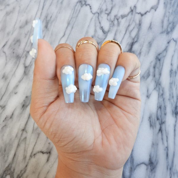 Hình ảnh mẫu nail đám mây in đắp nổi