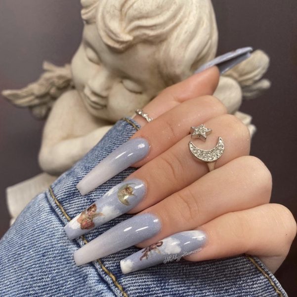 Hình mẫu nail đám mây hình thiên thần