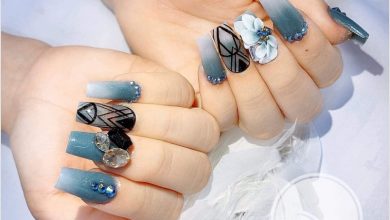 Mẫu nail xanh