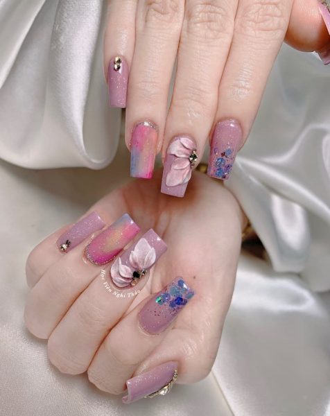 Mẫu sơn gel đẹp nền nhũ