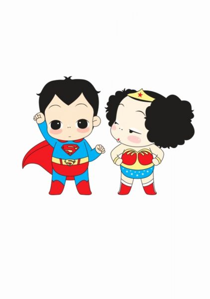 ảnh chibi siêu nhân nam nữ nhìn nhau