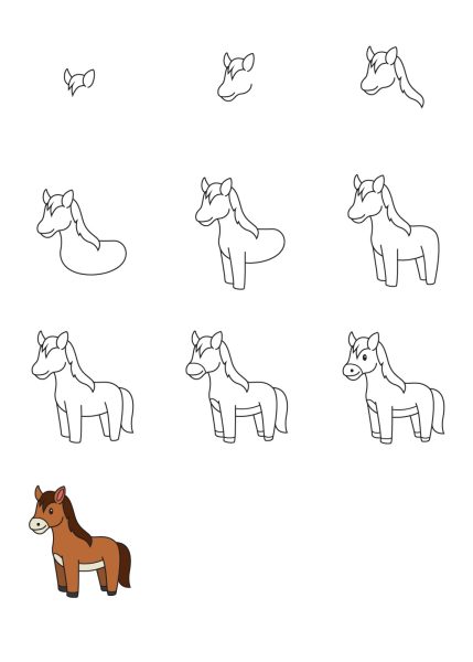 cách vẽ con ngựa chibi cute
