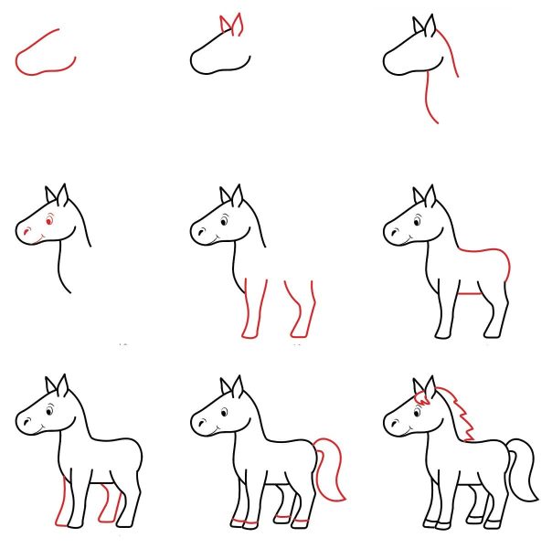 cách vẽ con ngựa đơn giản nhất