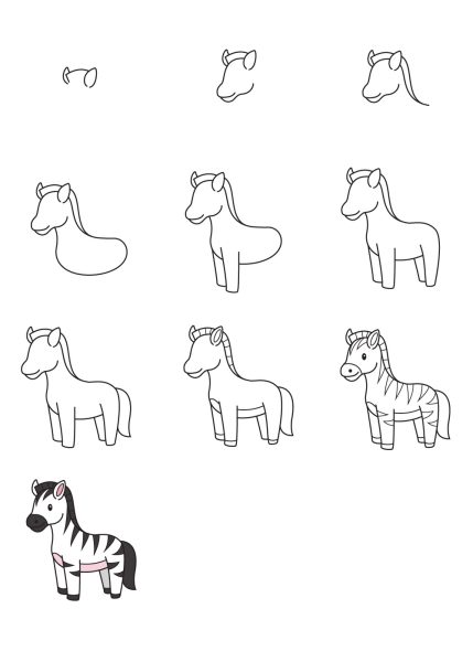cách vẽ con ngựa vằn đơn giản, dễ nhất