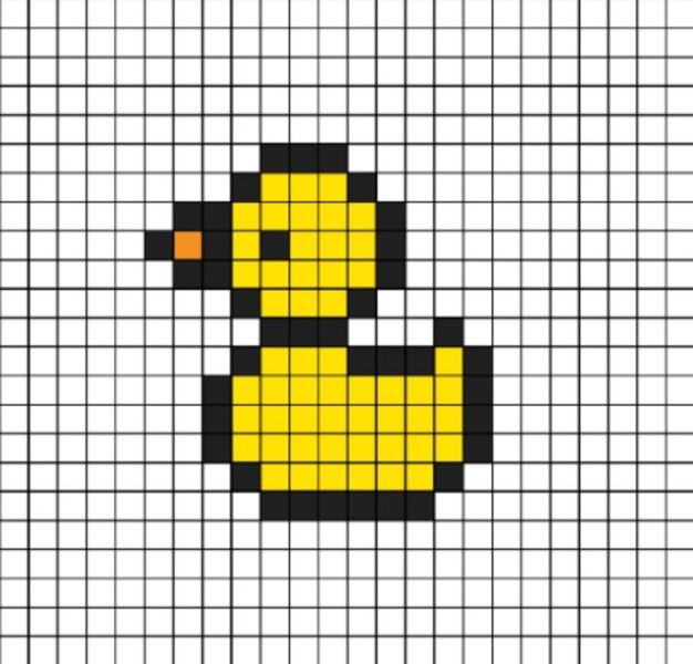Vẽ tranh đề tài theo ô vuông cute Pixel Art con vịt